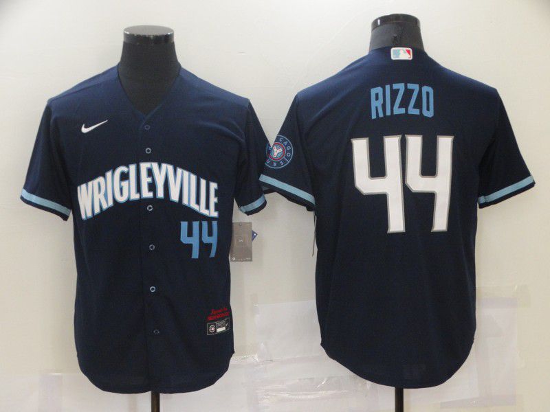 Men Chicago Cubs 44 Rizzo City Edition Blue Game Nike 2021 MLB Jersey